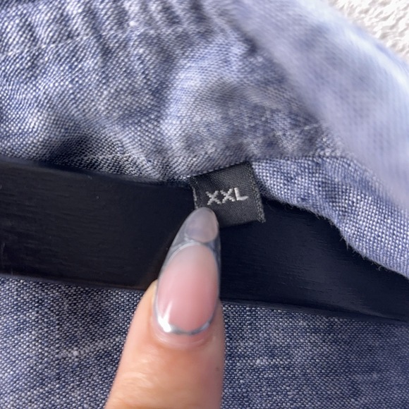 Salvatore Ferragamo Button Down Shirt Mens Size XXL Blue Linen Long Sleeve - Picture 7 of 8